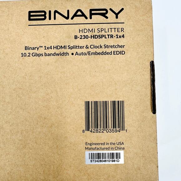 Binary 230 Series 1x4 HDMI Splitter & Clock Stretcher (B-230-HDSPLTR-1x4) NIB - Picture 9 of 9